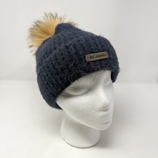 Columbia Winter Blur Pom Pom Beanie Hat Blue One Size Fleece Lined Cozy