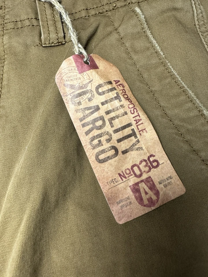 Pantalones cargo Aeropostale Teen Boys 27 X 28 marrón algodón vintage años 90 Y2K nuevos Foto 2 de 4