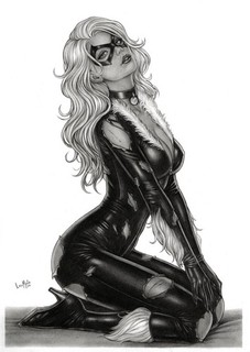 Black Cat (11"x17") Original Art by Leo Maia Ed Benes Studio