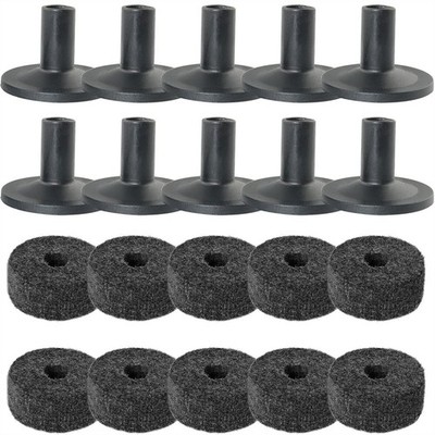 MEETOOT 10 Sets Cymbal Stand Felt Washer Kit Plastic Drum Black 