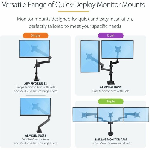 StarTech.com Triple Monitor Desk Mount For Up To Three 27in Screens, VESA 75x75/ - 第 7/9 張圖片