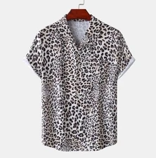 Fashion Leopard Mens Short Sleeve Shirt