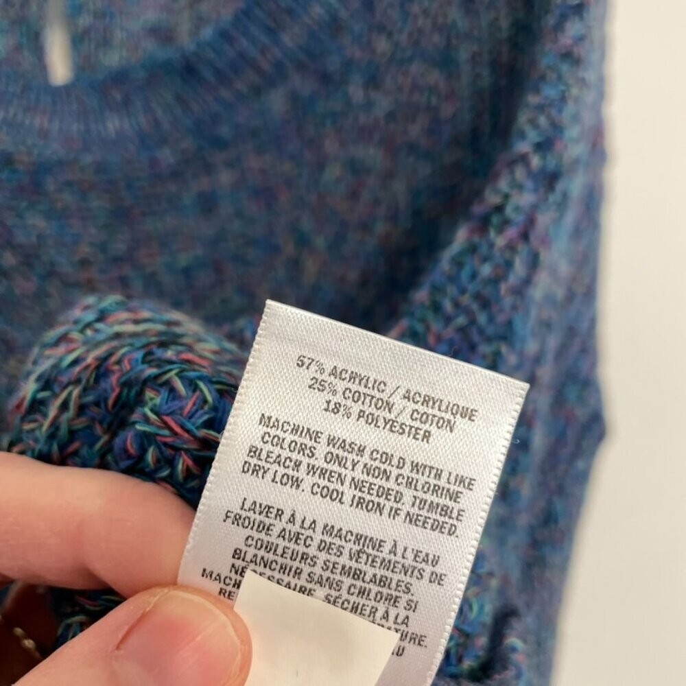 EXPRESS Cable Knit Split Back Pullover Sweater Bl… - image 8