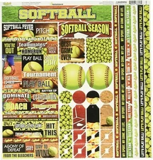 Reminisce TSOFC-100 Softball Cardstock Sticker, 12" by 12", Multicolor