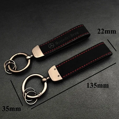 Mercedes-Benz Keyring Leather Anthracite L AMG Logo Keychain Ring - Picture 7 of 11