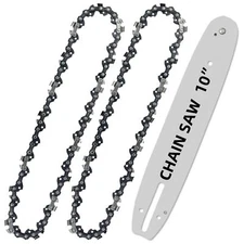 3) 10" Chainsaw Chains and Guide Bar 3/8'' .050'' 40 Drive Links (2 Chain+1 bar)