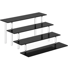 Black Acrylic Shelf Riser - 4 Tier Perfume Organizer Cologne Display Stand