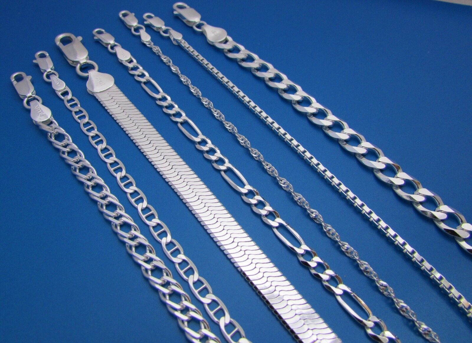 Variety of silver chains