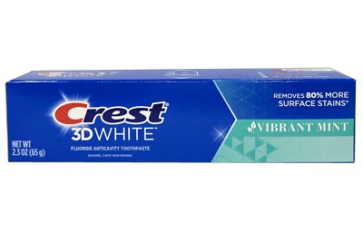 CREST 3D White WHITENING Fluoride Anticavity VIBRANT MINT Toothpaste 2.3oz 1-Pac