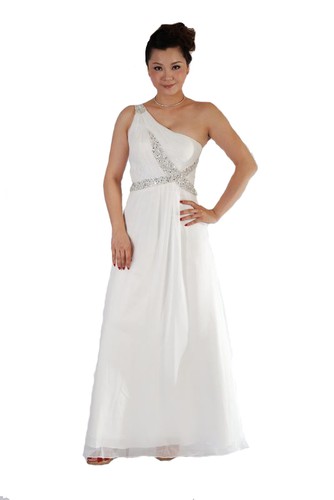 Avorio Chiffon Matrimonio Sera Ballo Vestito Taglia UK 6-14, EU34-42,  US2-10 UK | eBay