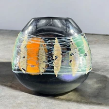 Studio Art Glass Vase Daniel Eddy 1999 Hand Blown Triangular Vase Multicolored