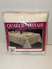 Vintage Quaker-Mayfair Lace Tablecloth Kensington Natural Oblong 60x80 NEW