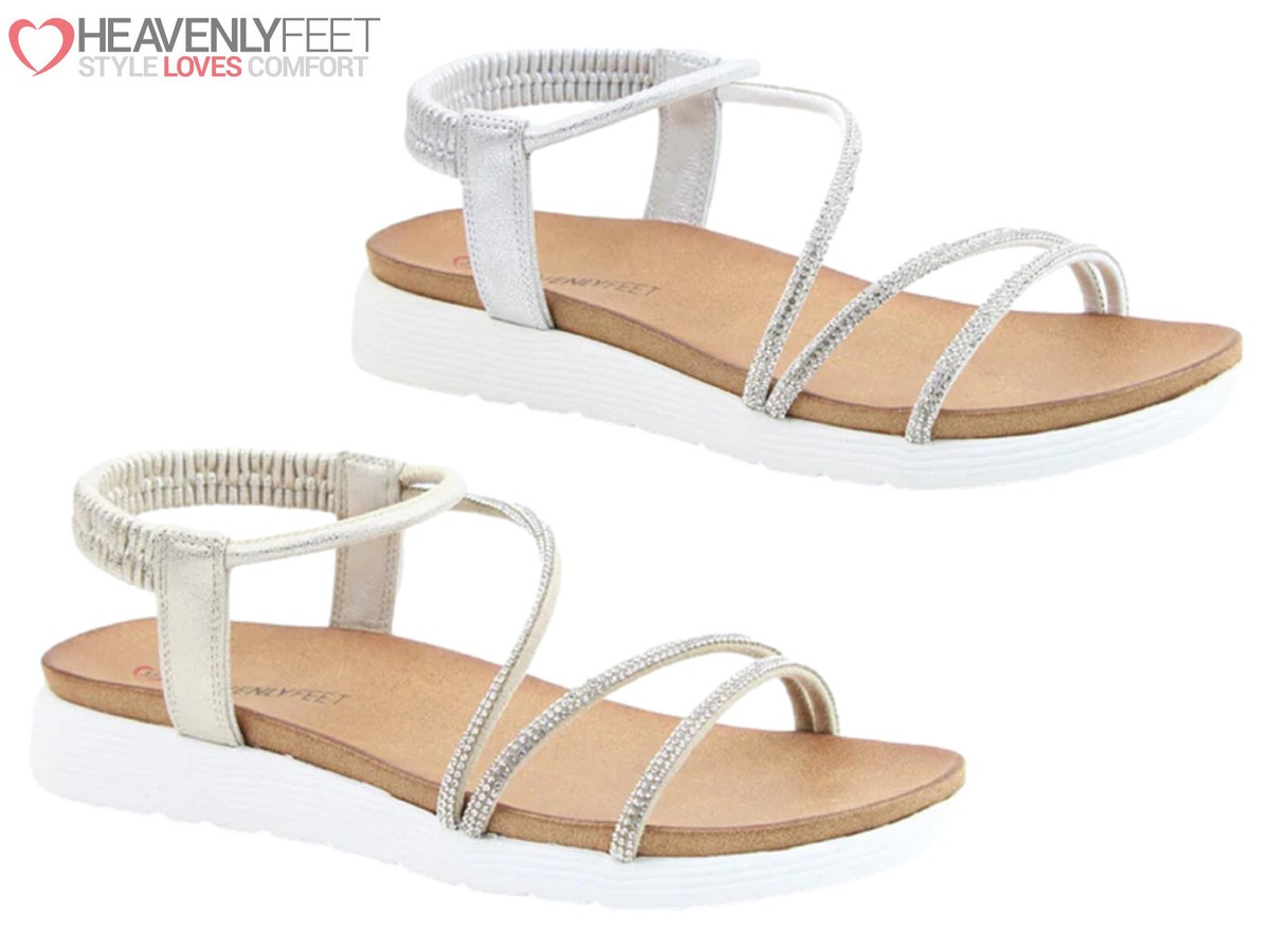 Womens Heavenly Feet Sandals Diamante Strappy Casual Party Summer
