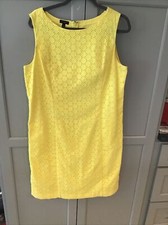TALBOTS Cotton Sleeveless Crochet Lace Sheath Dress Size16 Yellow