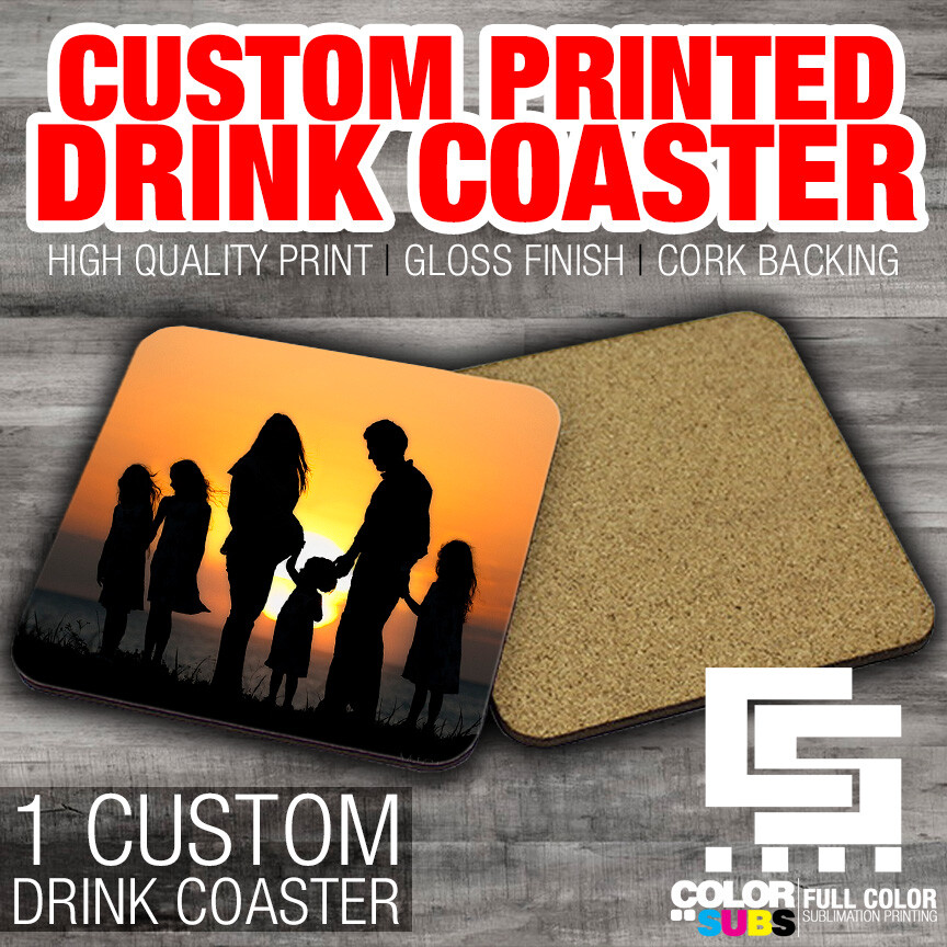 CUSTOM PRINTED DRINK COASTER print photo artwork design beer bar