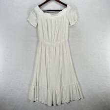 Old Navy Dress Womens S Midi White Off Shoulder Country Cottage Western Cowgirl
