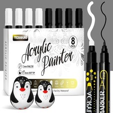 Weiß Schwarz Acrylstifte Dual Tip 8Pcs Weiß...