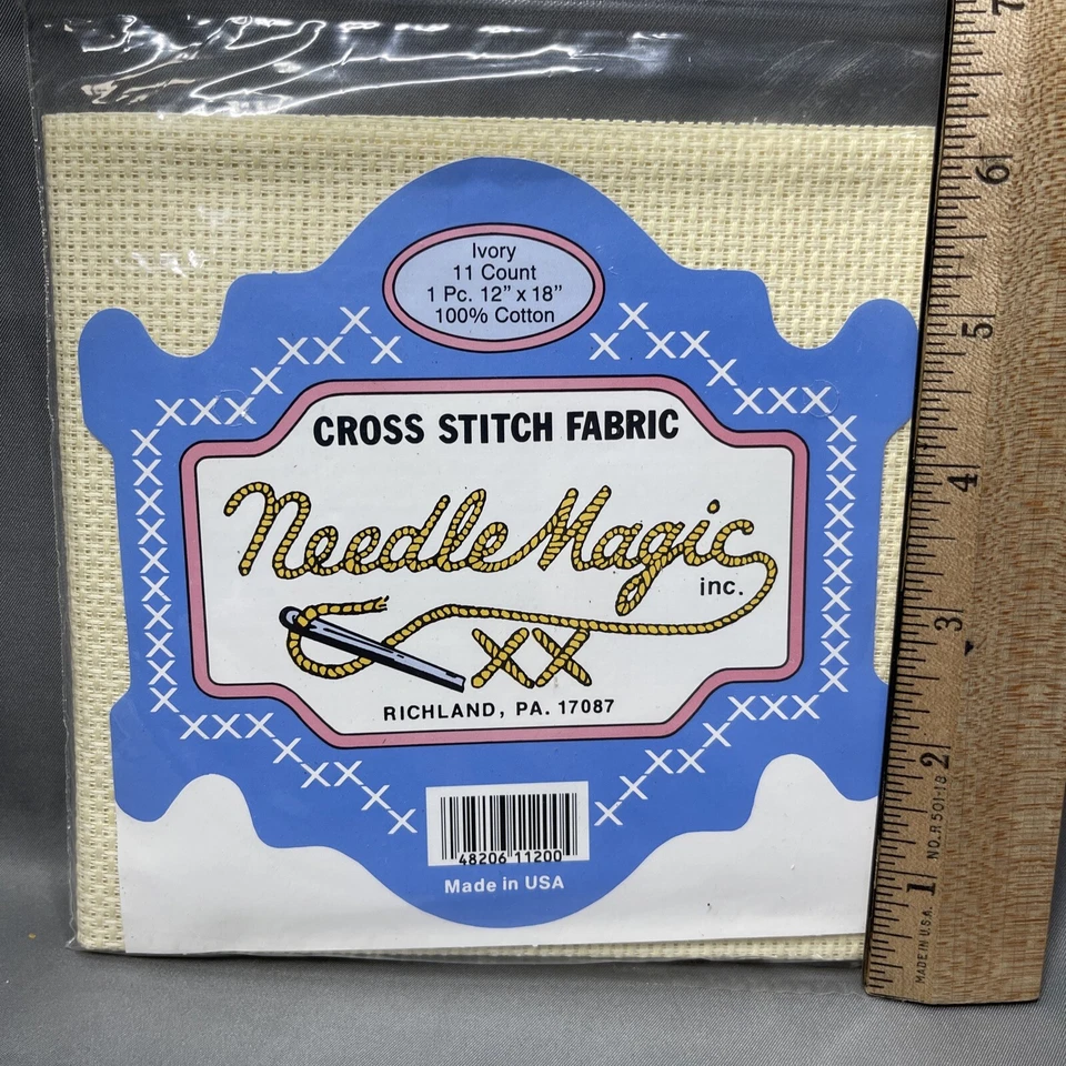 Cross Stitch Fabric Ivory 11 Count 1 pc 12"x18" 100% Cotton NIP NOS NeedleMagic - Image 3 of 4