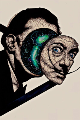 Abstract Salvador Dali Portrait Painting Print Wall Art Home - POSTER 20x30