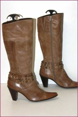 SPIRAL Light Brown Leather Pointed Toe Boots Size 39 VGC