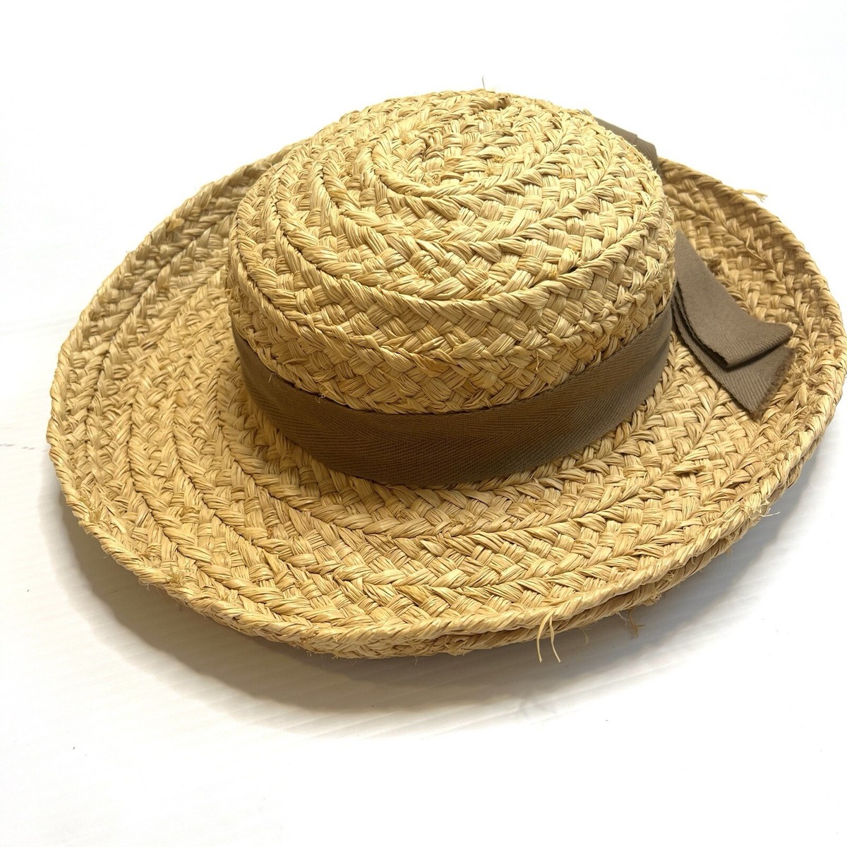 Helen Kaminski Newport Classic Raffia Hat with Beige Grosgrain
