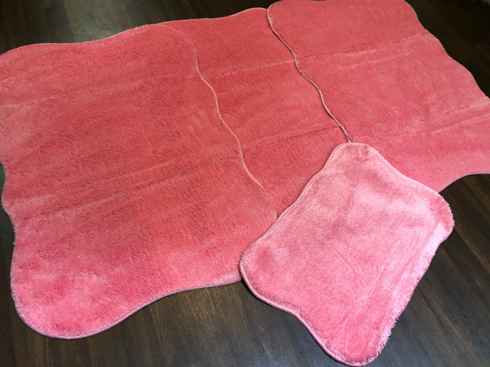 ROMANY WASHABLE GYPSY LUXURY MATS 4PC SET NON SLIP PINK RUGS 66X120CM