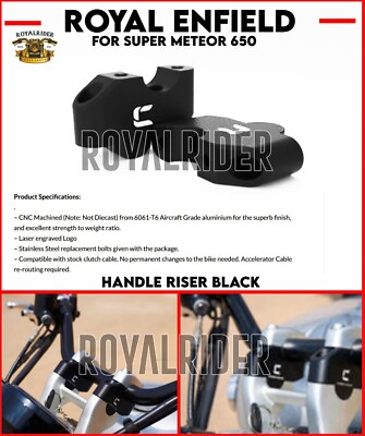 Fits Royal Enfield '' BLACK HANDLE RISER'' For SUPER METEOR 650
