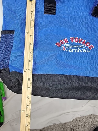 Vintage 1990s Carnival Cruises Blue Black 18” Tote Bag Bon Voyage Embroidered - Picture 12 of 13