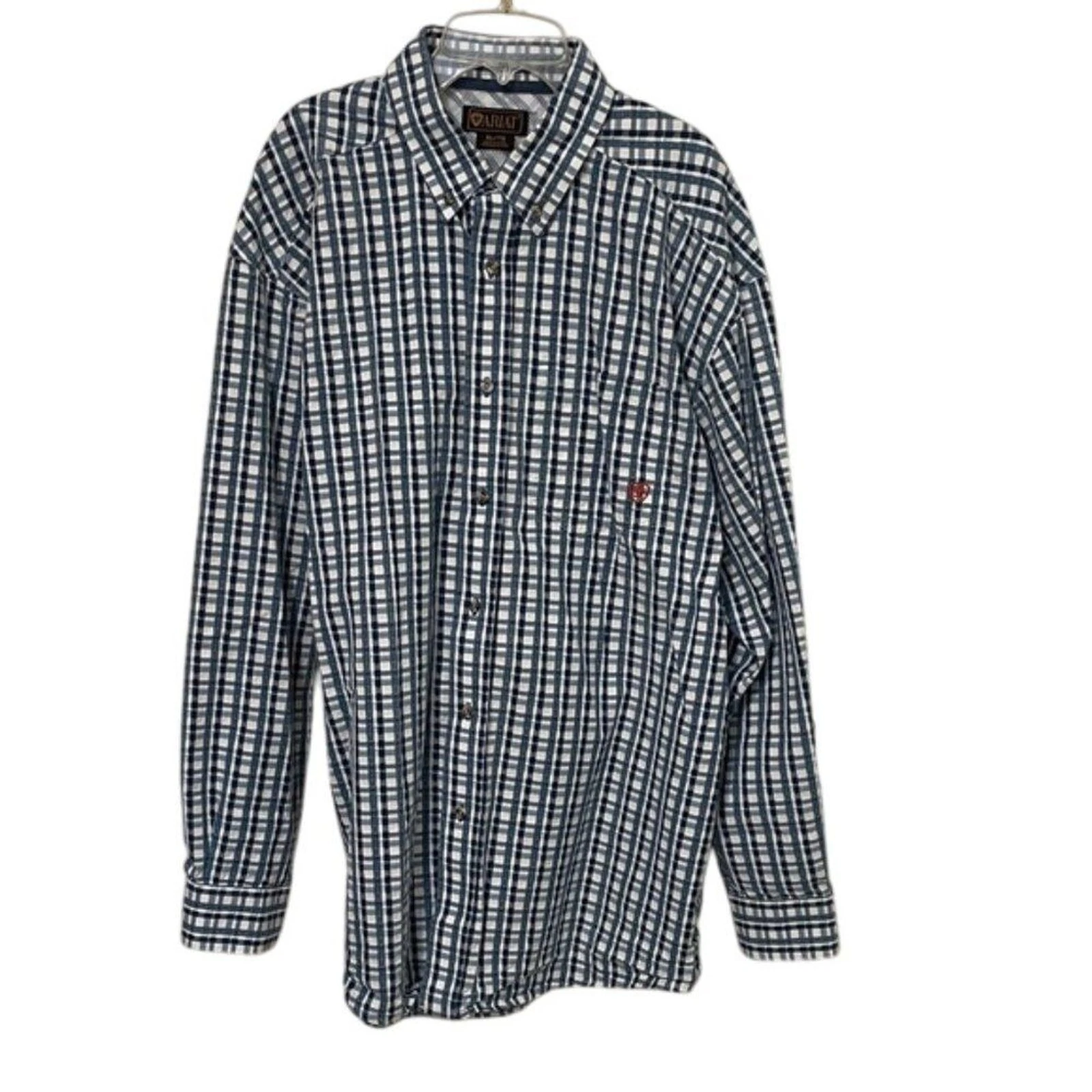 Ariat Blue Plaid Button Down Long Sleeve Shirt Mens Size Extra Large