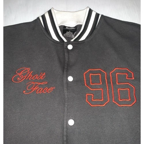 Ghost Face Scream Varsity 96 Jacket Size Small Halloween Horror Unisex Black image 3