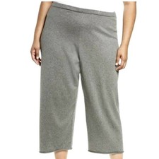 EILEEN FISHER Women's Small 100 Organic Cotton Gray Wide Leg Pull On Crop Pants