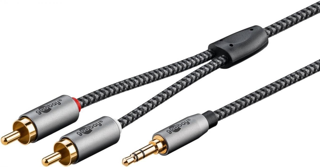 Non Communiqué Noir Goobay Câble Audio Jack 3.5Mm - 2 Rca Mâles Gold Nylon Tressé 3M - Image 2