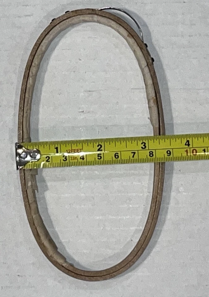 Antique Embroidery Hoop Adjustable Bow Spring 6” X 3” Wooden FELT LINED - Image 4 of 4