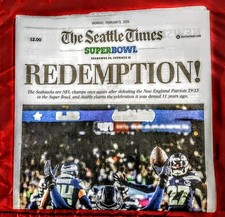 SEATTLE SEAHAWKS SEATTLE TIMES FULL NEWSPAPER 2/9/2026 SUPERBOWL CHAMPS- NEW