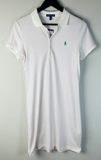 Ralph Lauren Dress Women’s White Pink Striped Sleeve  Size L 100% Cotton NWT