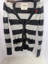 Abercrombie Fitch Kids- Cardigan Sweater with LmGray Stripes- GIRLS Large