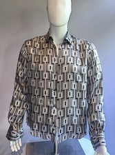 Versace Collection Grey And Black Button Down Silk City Shirt Size 41