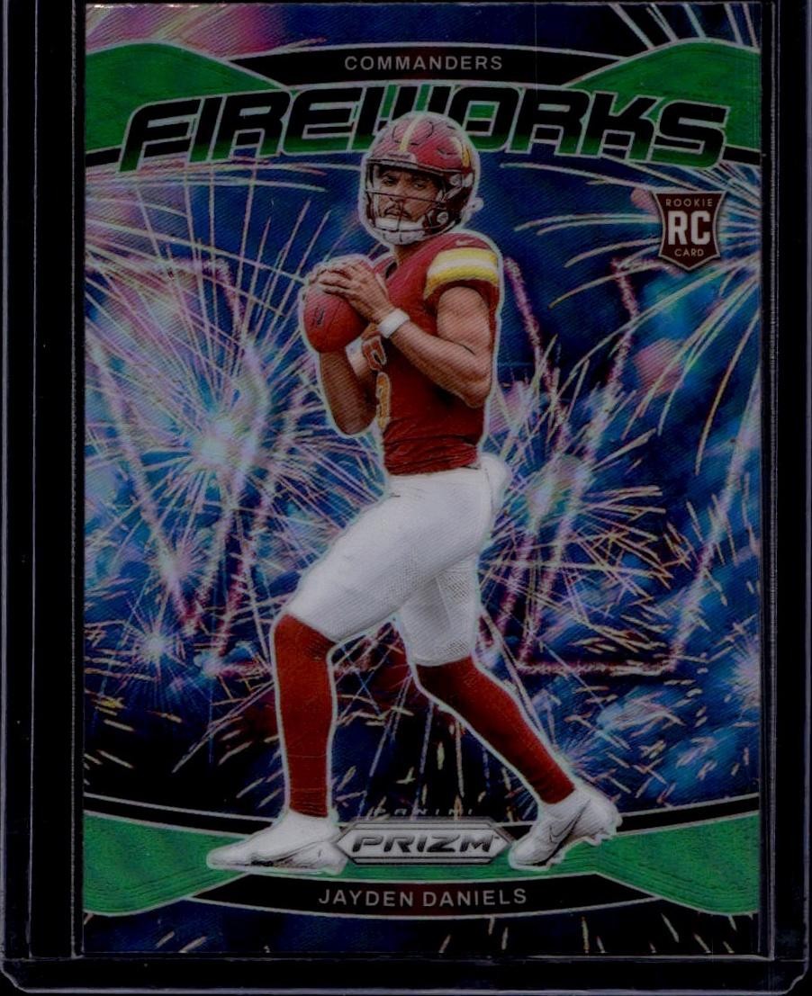 2024 Panini Prizm #24 Jayden Daniels Fireworks Green Wave Prizm