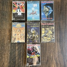 IRON MAIDEN 7 Cassette Tape Lot Powerslave Number of the Beast Piece Of Mind Vtg