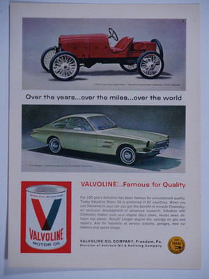 1960 Valvoline Motor Oil 1922 Ford Ames Speedster The Allegro Vintage Print Ad
