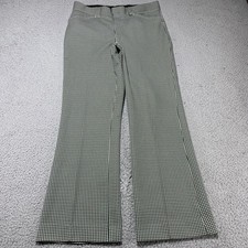 Vintage Farah Pants Mens Green Houndstooth Flare Dress Slacks Made USA 70s