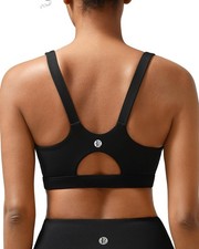 RUNNING GIRL Sports Bra for Women High Support, Molded Cup Large, Black