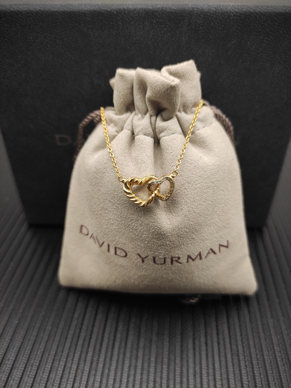 Christmas giftsDavld&Yurman18kGold Interlocking Double Heart Necklace 17“