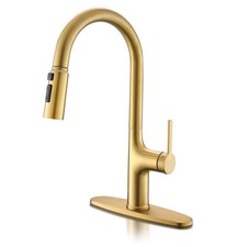 FORIOUS Gold Kitchen Faucet with Pull Down Sprayer, Classic Single Hole