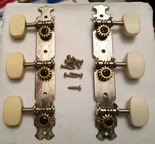 Nice Set Vintage MIJ 3 x 3 Tuners Plate Tuning Pegs Gently Used Japan Stamp