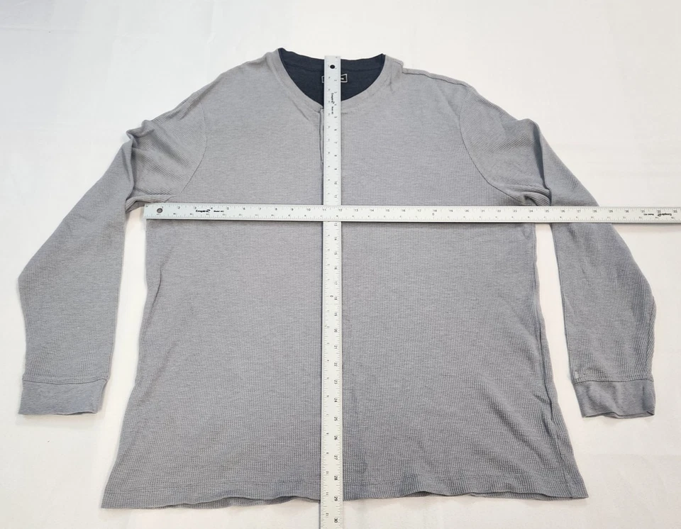 Camisa Club Room Henley Para Hombres 2XL Gris Manga Larga Térmica Tejido Gofre Informal Foto 4 de 4