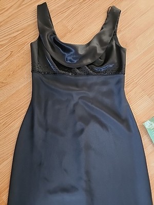 Vintage Cache Maxi Cocktail Dress Gown Sz. 6 Black Formal Glam Beaded NWT