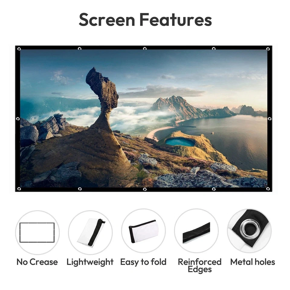 Pantalla Proyector 60" -150" HD Plegable Cortina de Proyección Exterior Home Theater Foto 3 de 4