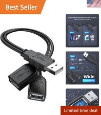 USB 2.0 Y Splitter Hub - Dual Female Adapter, Fast 480Mbps, Ideal for Charging