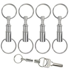 4 Pcs Quick Release Keychain Detachable Pull Apart Keychain with Metal Keyring